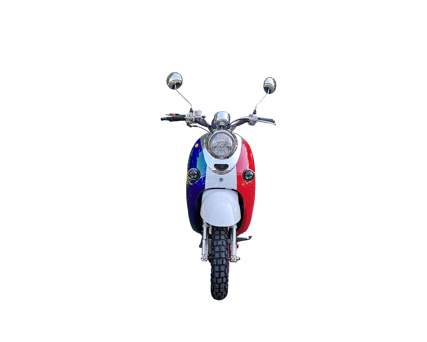 Скутер VMC RETRO BY49QT-2A 49 см3 серия N1500, сигнализация VIN, white/blue/red (Франция)